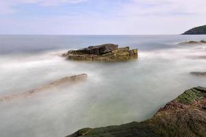 The rocky coast in Acadia National Park, Maine near Thunder Hole in the summer. photo