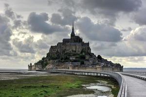 Beautiful Mont Saint-Michel cathedral on the island, Normandy, Northern France, Europe. photo