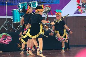 Jakarta, Indonesia in November 2022. Young children ranging from kindergarten to elementary school are taking part in the National Archipelago dance competition. photo