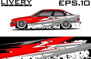 Car sticker wrap design vector. Graphic abstract line racing background kit design to wrap your vehicle, race car, rally, adventure and more vector