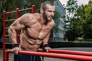 Man during his workout on the street photo