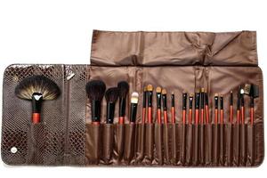 Professional makeup brushes with natural fur photo