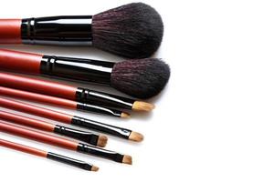 Professional makeup brushes with natural fur photo