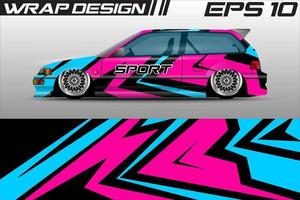 vector de diseño de envoltura de autos de carrera. diseño de kit de fondo de carreras con motivo gráfico grunge abstracto para vehículos premium, autos de carrera, rally, aventura y envoltura de librea vectorial