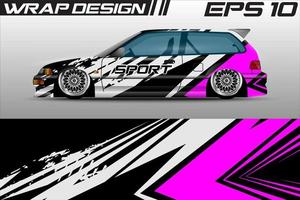 vector de diseño de envoltura de autos de carrera. diseño de kit de fondo de carreras con motivo gráfico grunge abstracto para vehículos premium, autos de carrera, rally, aventura y envoltura de librea vectorial