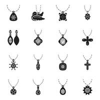 Pack of Neckwear Jewellery Glyph Icons vector