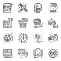 paquete de iconos lineales de medios de comunicación vector