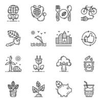 paquete de iconos de medio ambiente y naturaleza vector