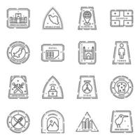 Variety of Linear Imprints and Stamps Icons vector