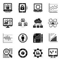Accounts and Analysis Solid Icons Pack vector