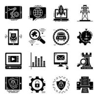 Pack of Technical Maintenance Solid Icons vector