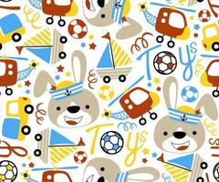 seamless pattern of toy element cartoon with bunny vector