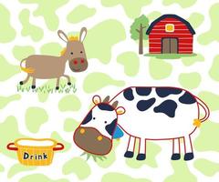ilustración vectorial de dibujos animados de animales de granja, dibujos animados de elementos de granja vector