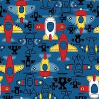 seamless pattern vector of airplane cartoon