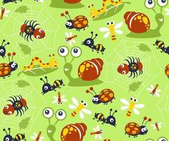 seamless pattern of bugs element cartoon vector