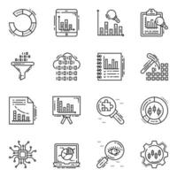 Data Analysis Linear Icons Pack vector
