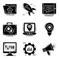 Pack of Technical Support and Settings Solid Icons vector