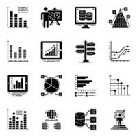 paquete de iconos sólidos de análisis de datos vector