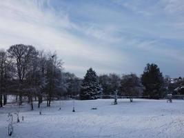 Gorgeous View of Local Public Park After Snow Fall over England photo