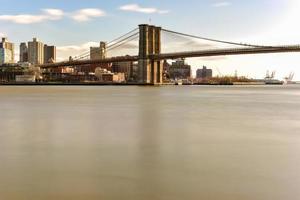 The Brooklyn Bridge as seen from the Manhattan side in New York City. photo