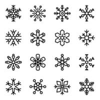 paquete de iconos de línea de copos de nieve de cristal vector