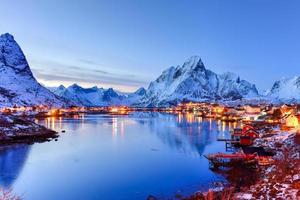 Winter in Reine, Lofoten Islands, Norway. photo