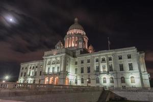 The Rhode Island State House, the capitol of the U.S. state of Rhode Island at night. photo