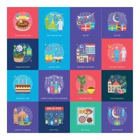 Eid Festival And Ramadan Icons vector