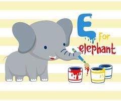 Vector illustration of cartoon elephant painting, education for kids