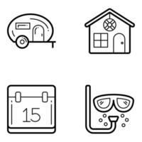 paquete de iconos lineales de vacaciones de verano vector