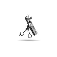 Scissors and comb logo vector icon illustration