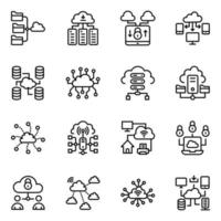 Pack of Cloud Data Line Icons vector