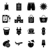 paquete de iconos de vacaciones y vacaciones de verano vector