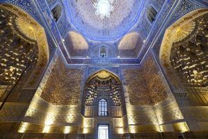 Samarkand, Uzbekistan - Jul 10, 2019 -  Gur-Emir Mausoleum of Tamerlane and his family in Samarkand, Uzbekistan. The building complex dates from the 15th century. photo