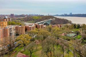 Panoramic view of the Henry Hudson Bridge joining Bronx and Manhattan in New York City. photo