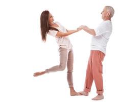 Young happy woman and her elderly father photo