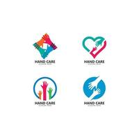 Hand symbol community care logo vector illustration