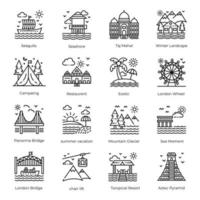 paquete de iconos lineales de viaje vector