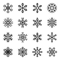 paquete de iconos de línea de copos de nieve de año nuevo vector