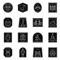 paquete de iconos de sellos postales vector