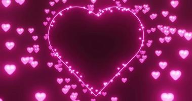 Abstract of glow heart shape background, particle come out of heart shape border video