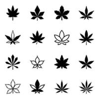 Pack of Weed Leaves Glyph Icons vector