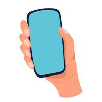 vector illustration of a phone in a man's hand. isolated on white background.10 eps