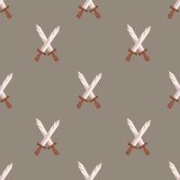 Battle axe and medieval sword. Seamless pattern. Weapon texture. Vikings ornament. Printable design. Wallpaper element. Random square pattern vector