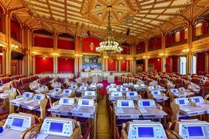 Oslo, Norway - February 27 2016 -  Interior of the Storting buildingis the seat of the Storting, the parliament of Norway, located in central Oslo. photo