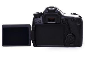 DSLR camera on white background photo