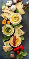 Hummus board with pita photo