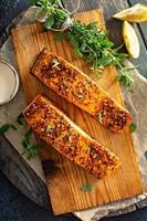 Cedar plank roasted salmon photo