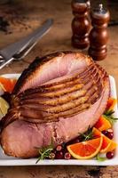 Christmas or Easter spiral sliced ham photo