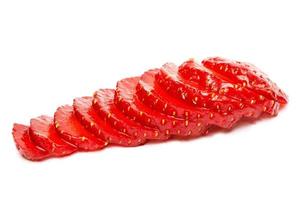 Fresh ripe sliced strawberry on white background photo